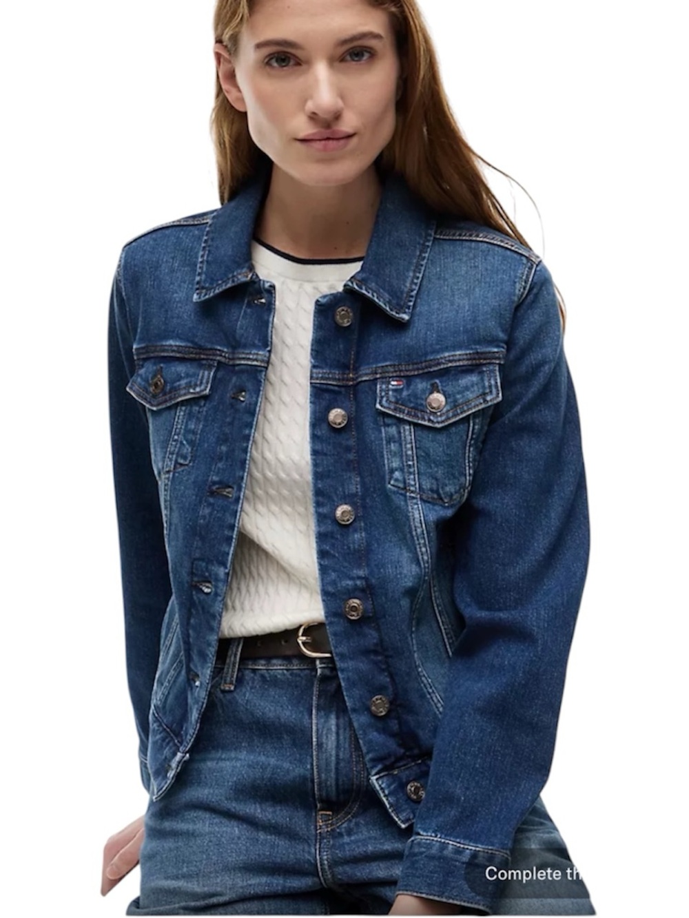 Tommy Hilfiger Slim Fit Dark Wash Stretch Denim Jacket Size Large